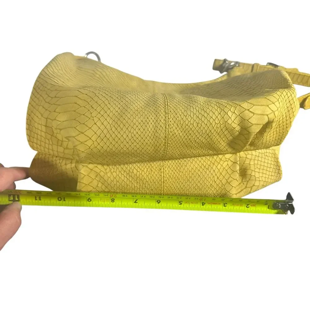 Berge Yellow Embossed Leather Shoulder Bag Snakeskin Hobo